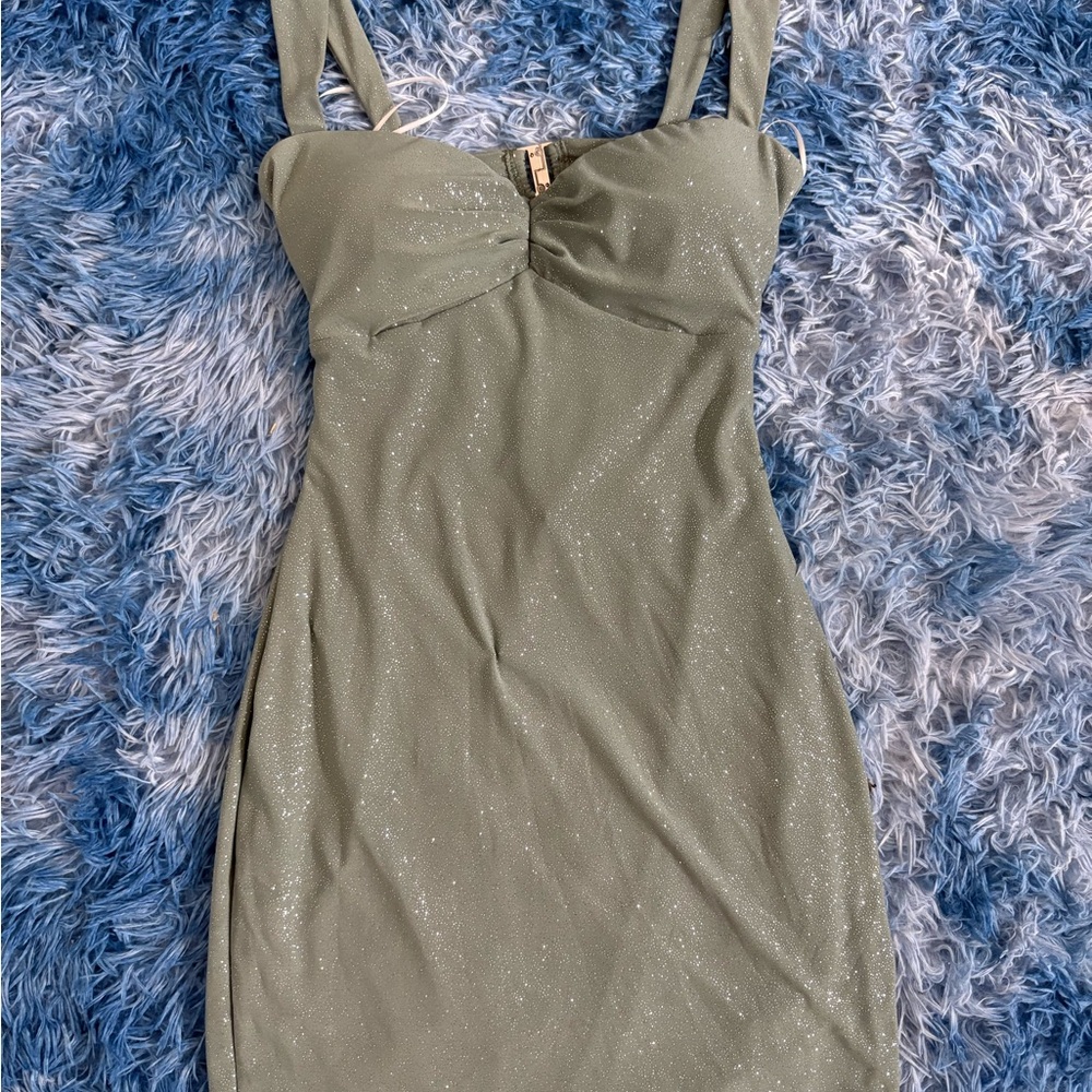 Green Ruched Sweetheart Mini Dress